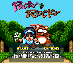 Pocky & Rocky (USA) Title Screen
